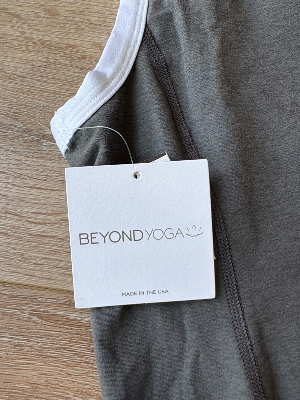 Beyond Yoga Charcoal Gray Tank Dress with White Trim - Picture 3 of 4